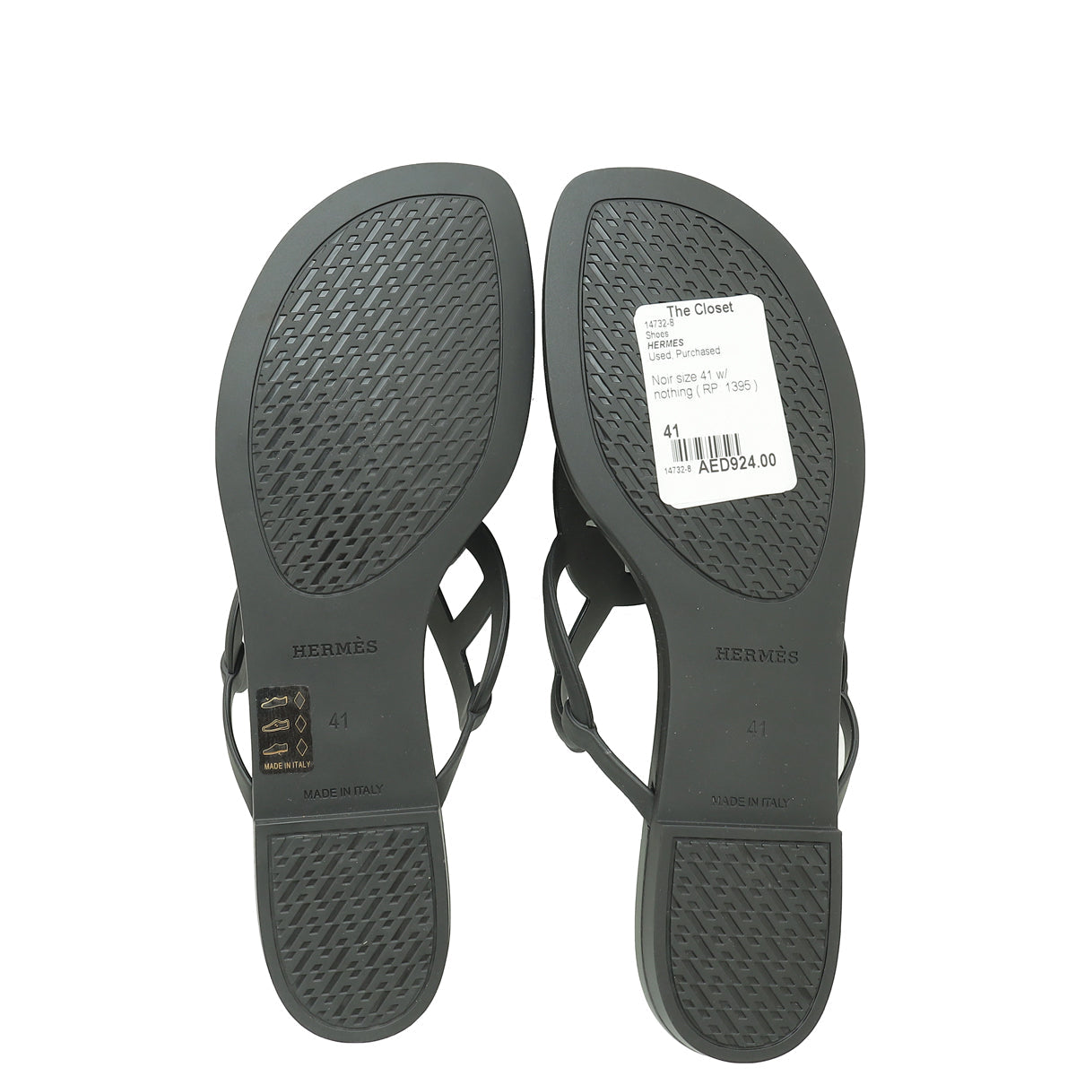 Hermes Noir Rubber Egerie Sandal 41