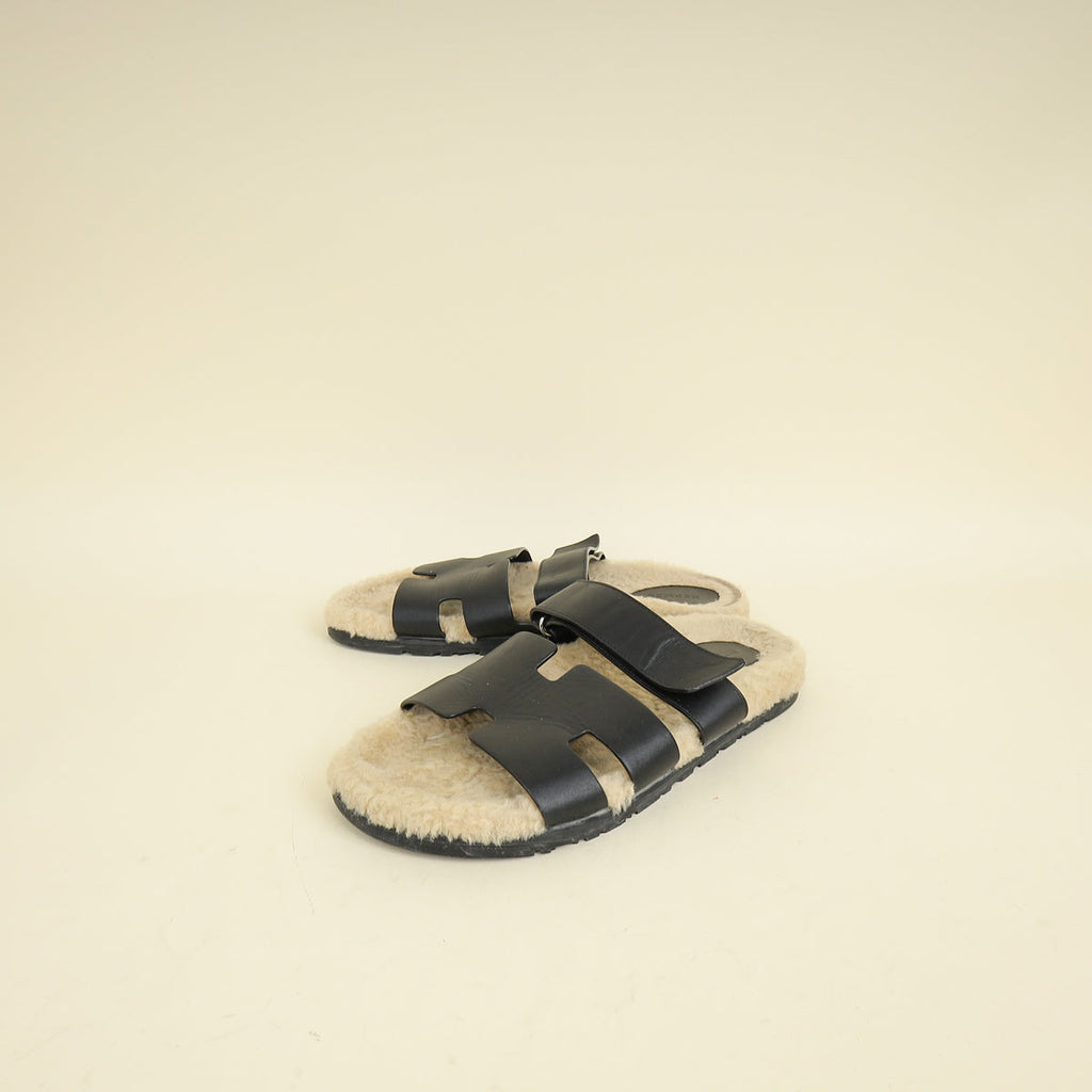 Hermes Bicolor Chypre Sandal With Shearling 42