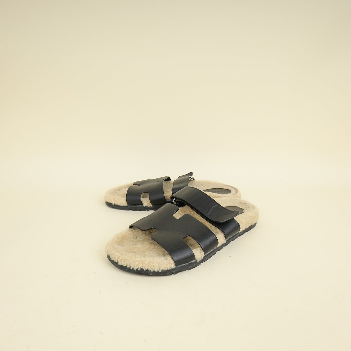 Hermes Bicolor Chypre Sandal With Shearling 42