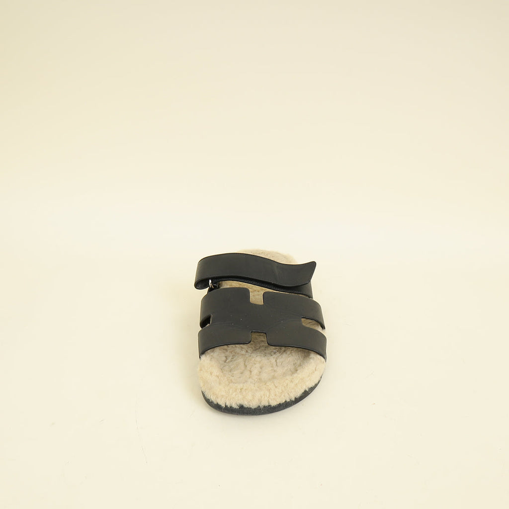 Hermes Bicolor Chypre Sandal With Shearling 42