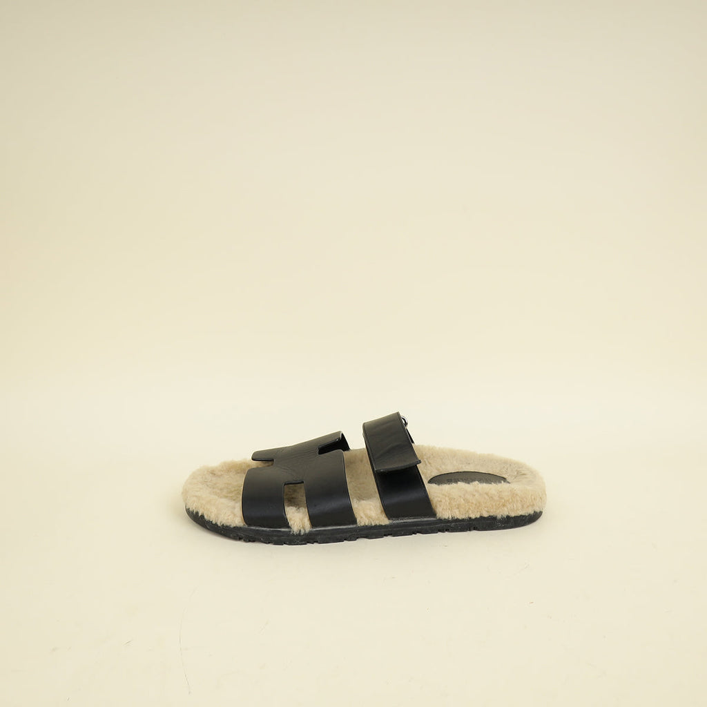 Hermes Bicolor Chypre Sandal With Shearling 42