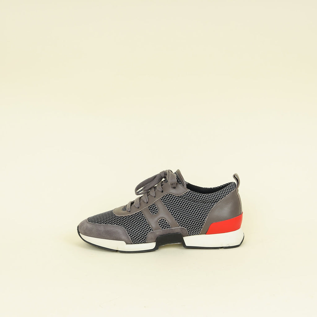 Hermes Grey Suede Mesh Starter Sneaker 42