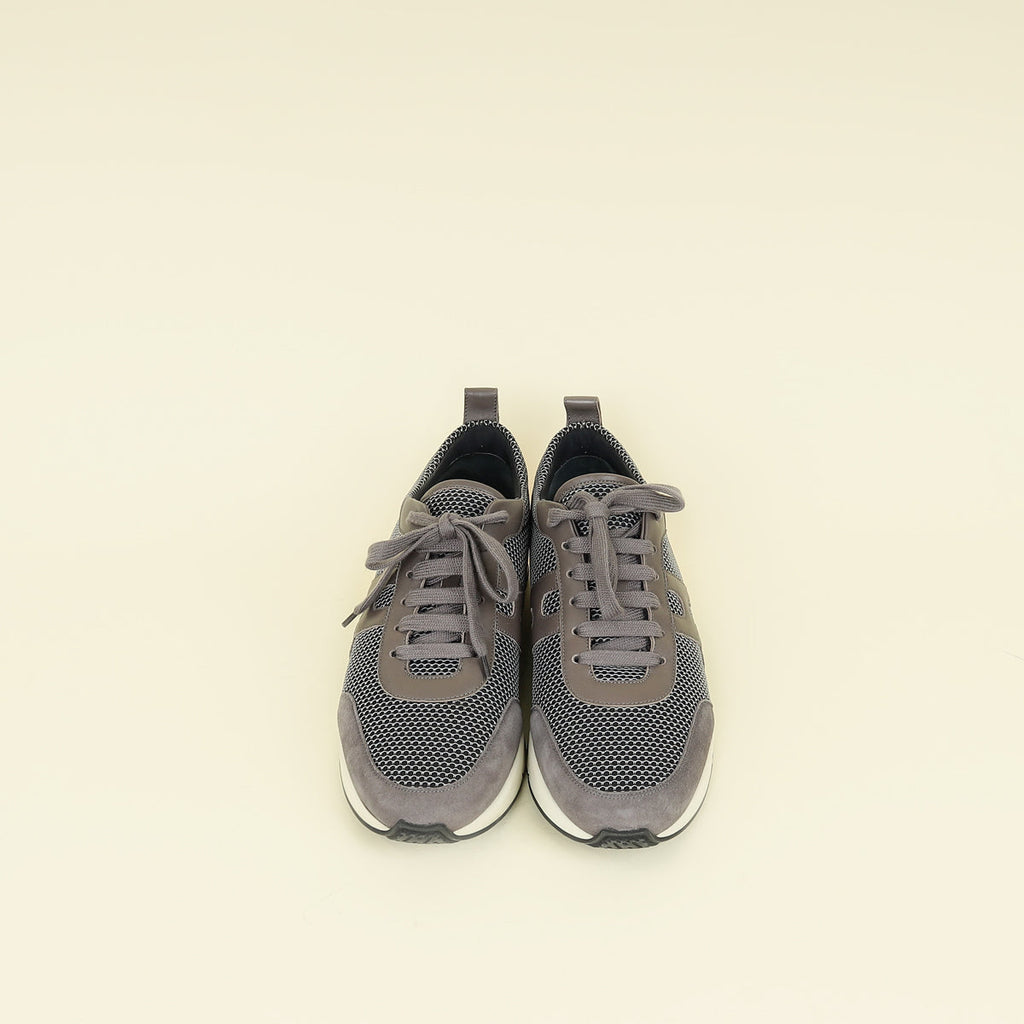 Hermes Grey Suede Mesh Starter Sneaker 42