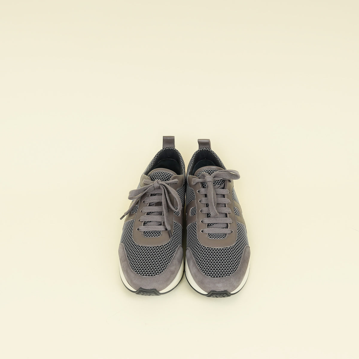 Hermes Grey Suede Mesh Starter Sneaker 42