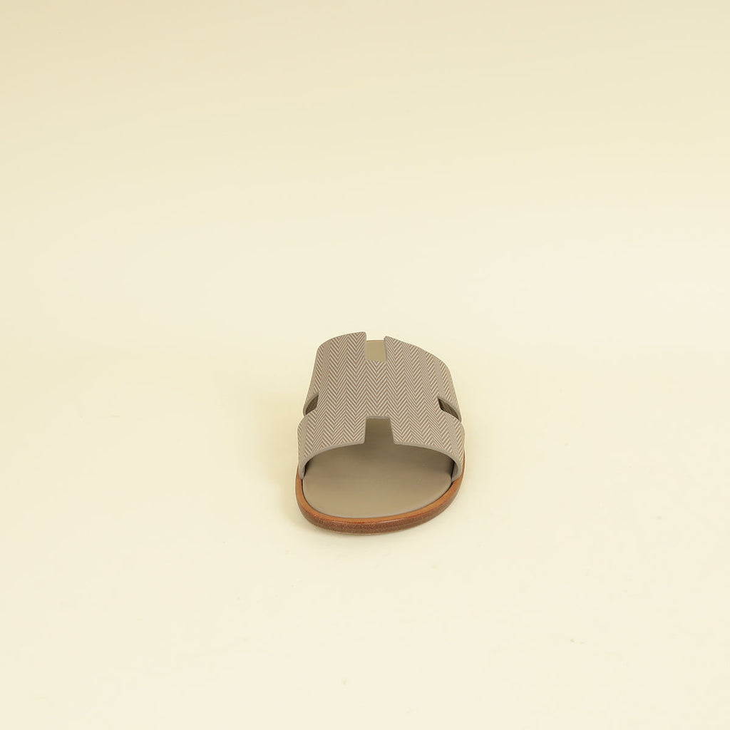 Hermes Beige Sable Chevron Izmir Sandals 43