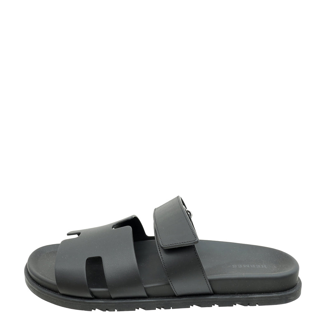 Hermes Black Chypre Sandals 44