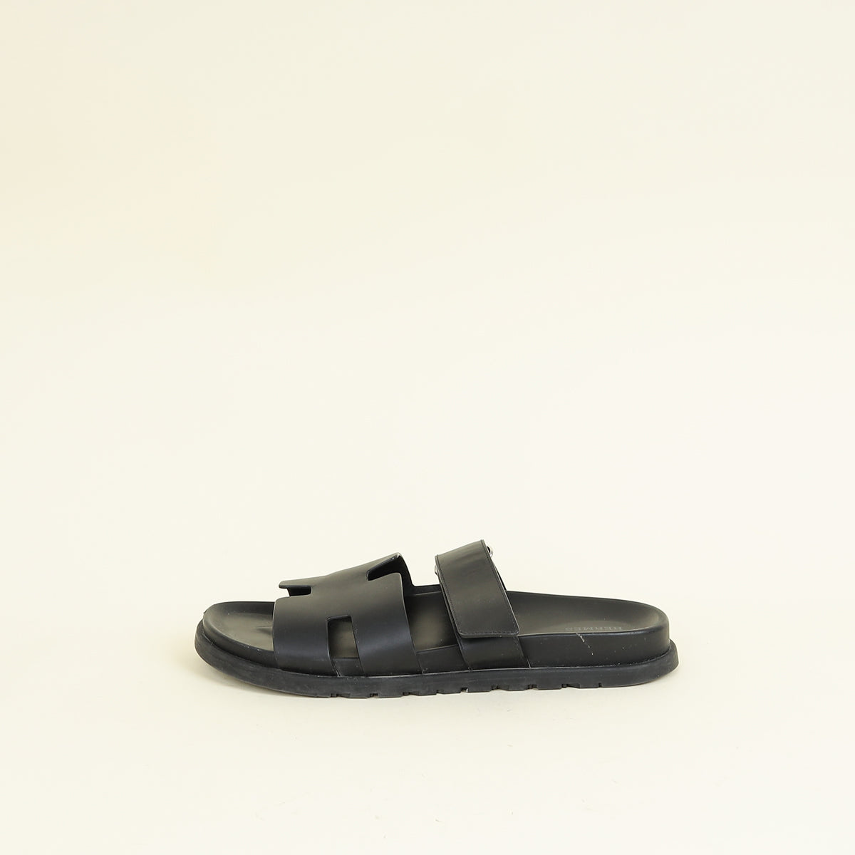 Hermes Noir Chypre Sandals 44.5