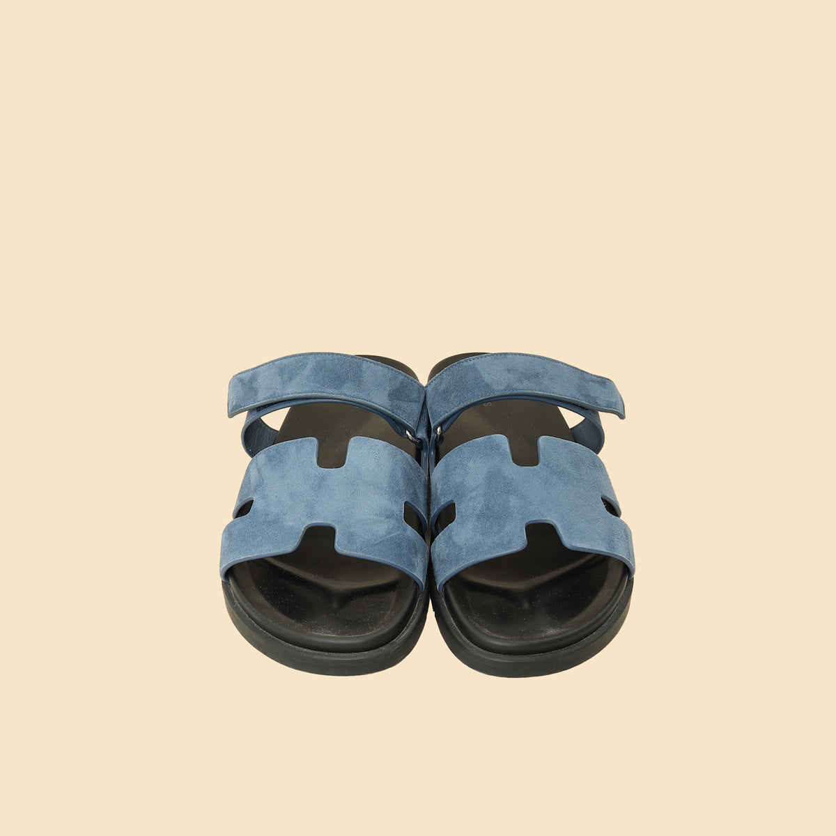 Hermes Blue Celeste Suede Chypre Sandals 45