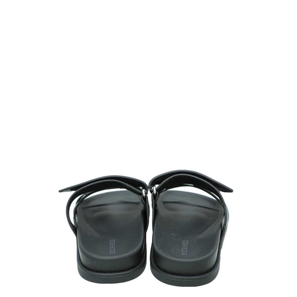 Hermes Noir Chypre Sandals 36
