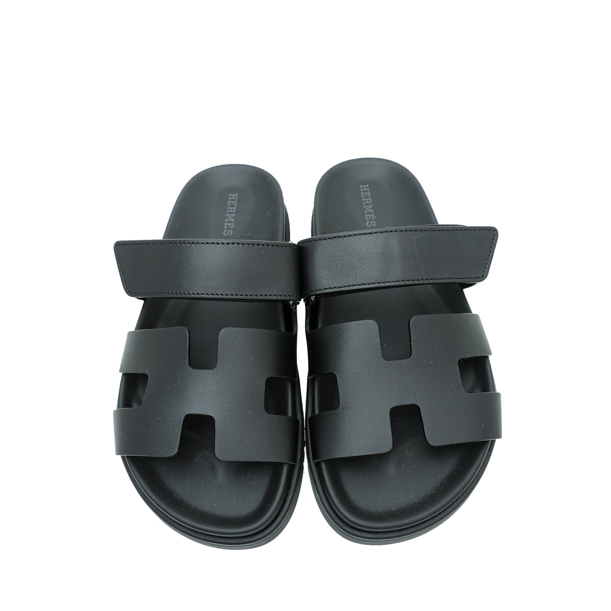 Hermes Noir Chypre Sandals 36