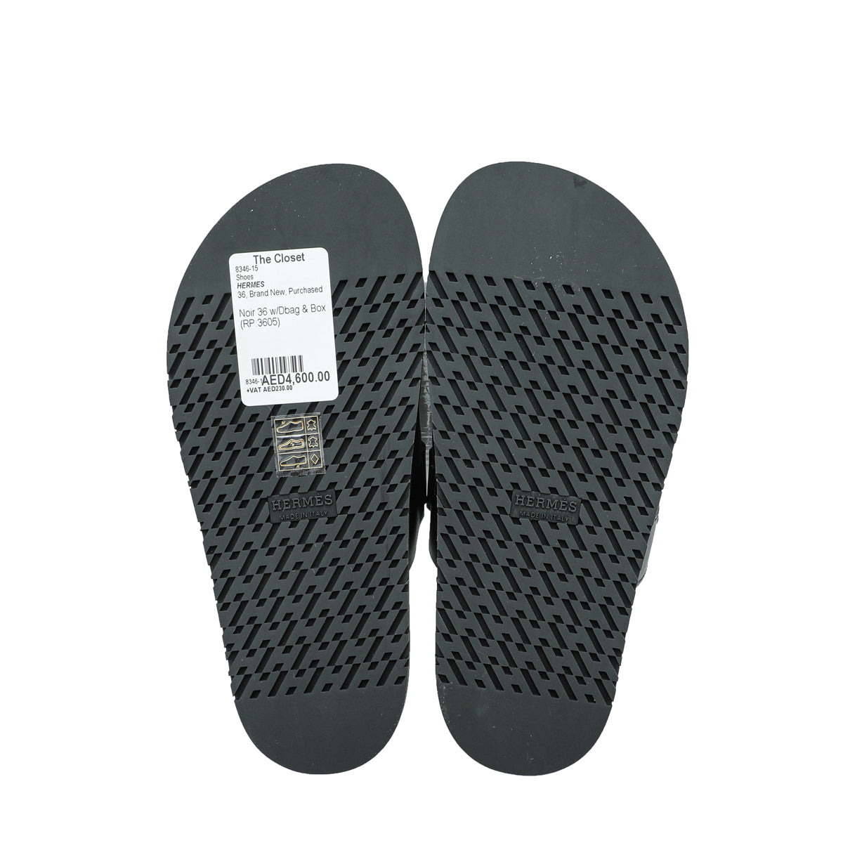 Hermes Noir Chypre Sandals 36