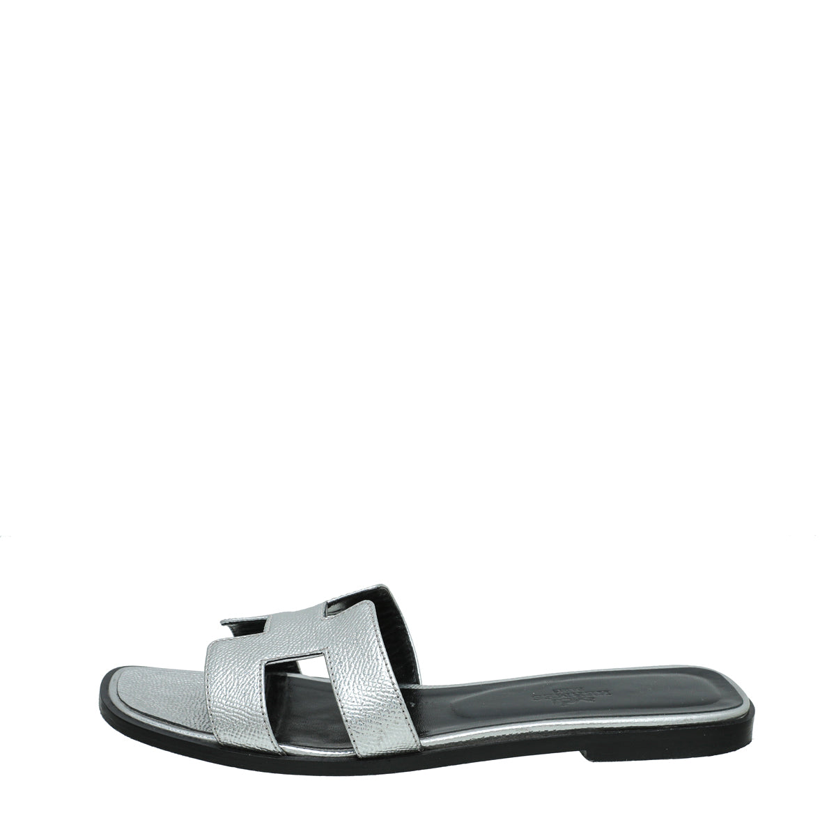Hermes Gris Argente Oran Metallic Sandal 37.5