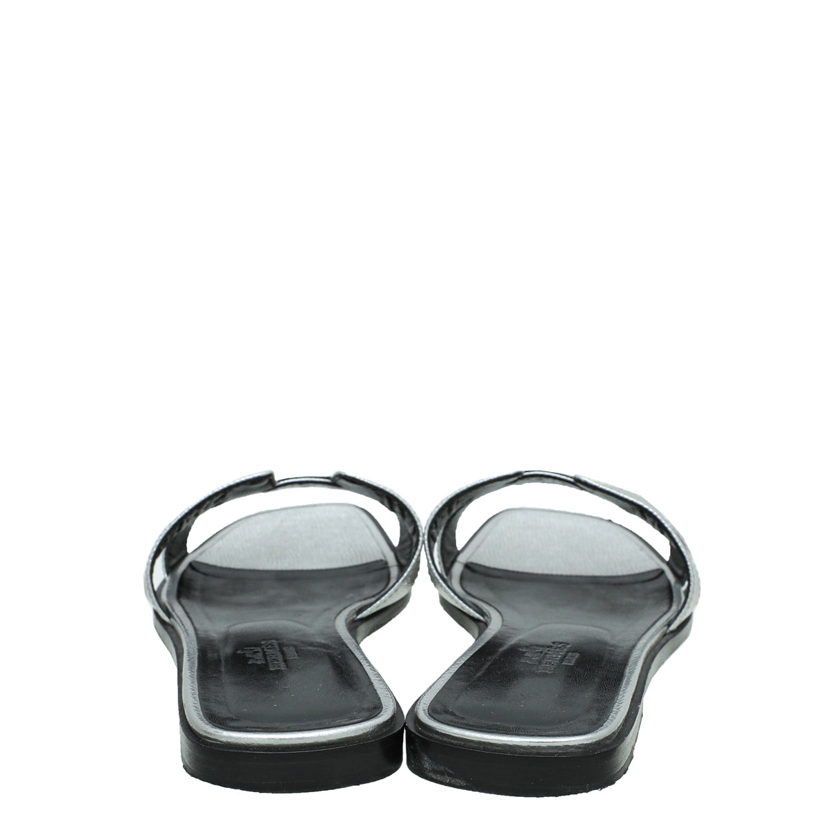 Hermes Gris Argente Oran Metallic Sandal 37.5