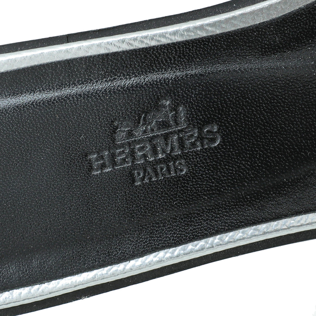 Hermes Gris Argente Oran Metallic Sandal 37.5