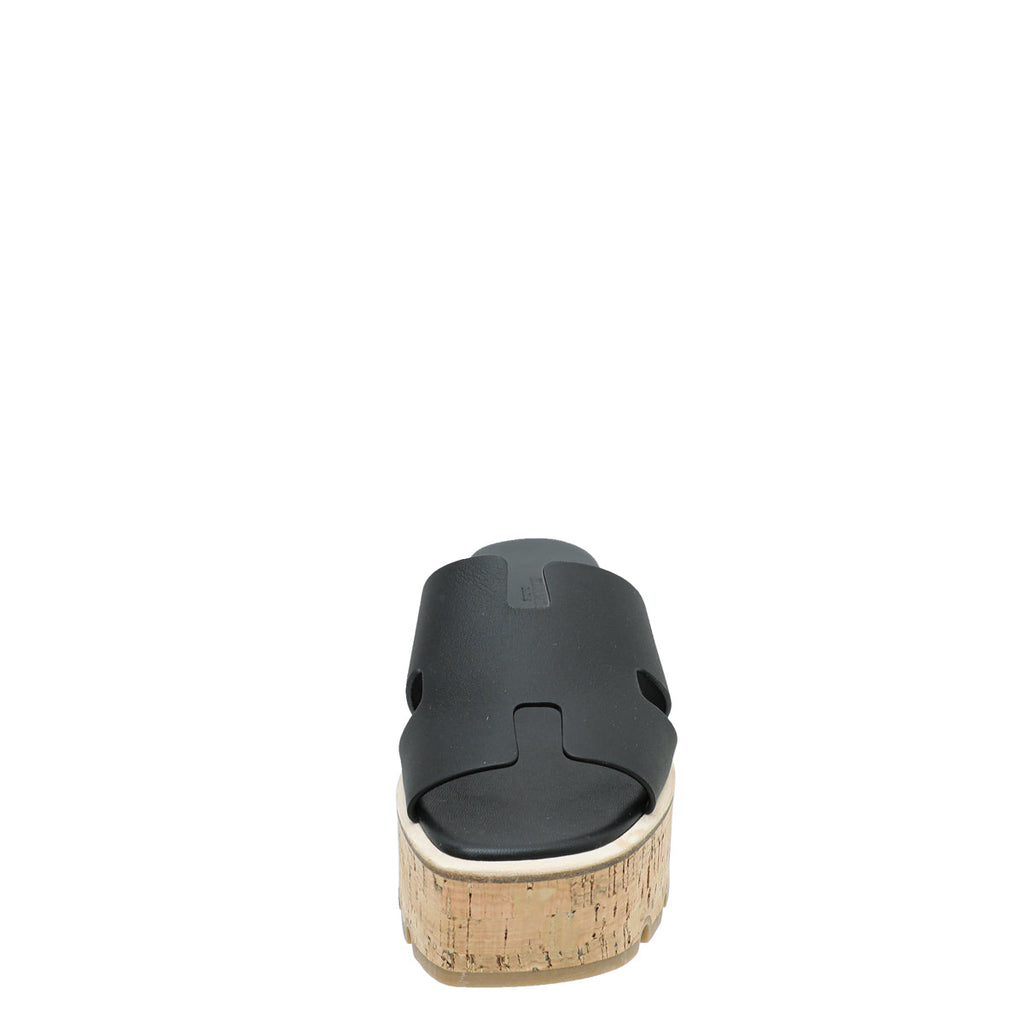 Hermes Noir Eze 30 Cork Sandal 38