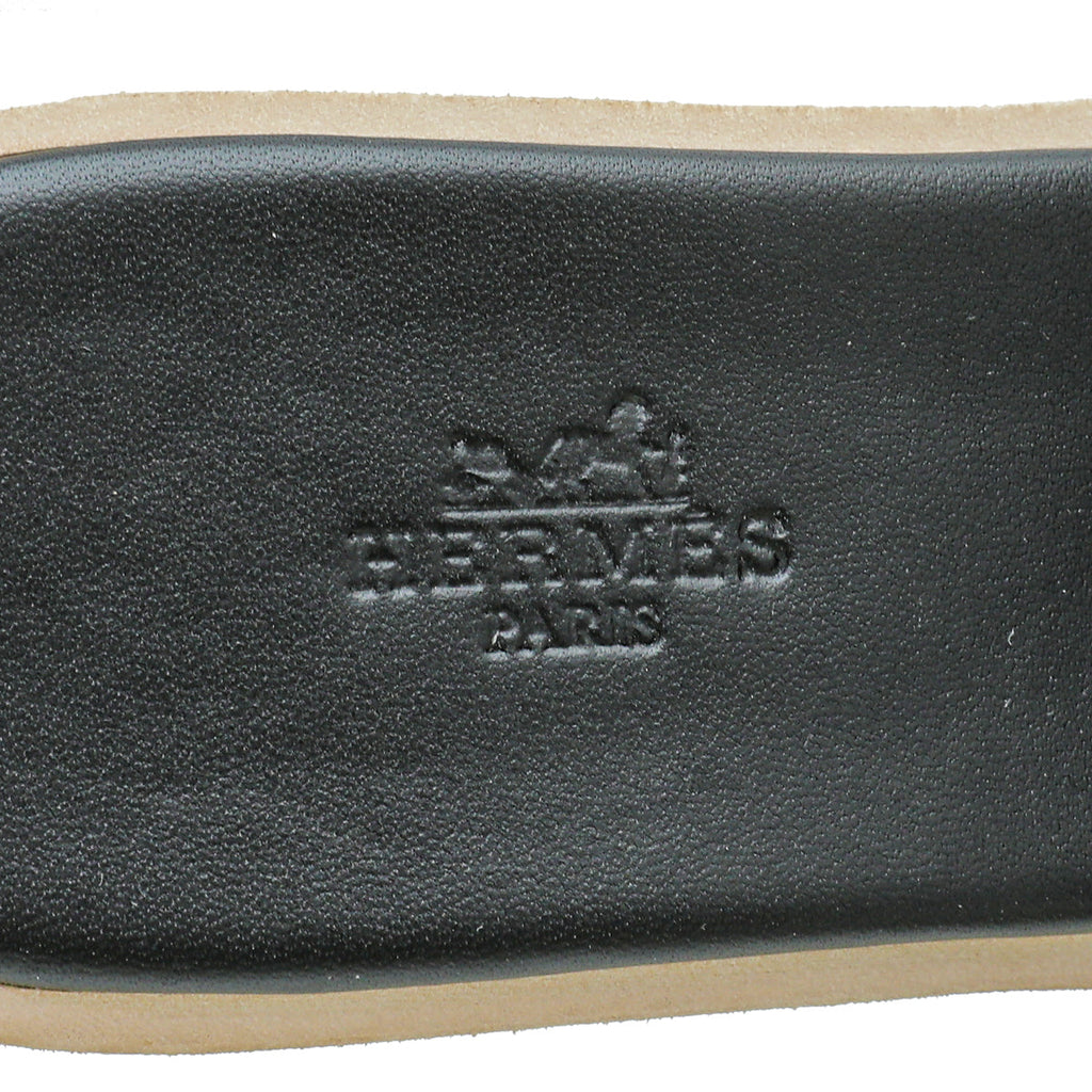 Hermes Noir Eze 30 Cork Sandal 38