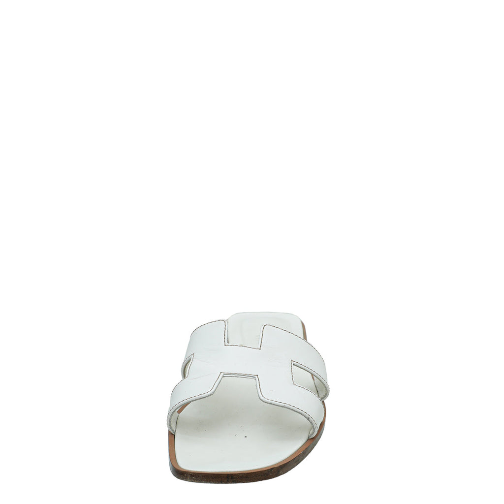 Hermes Blanc Oran Sandal 38