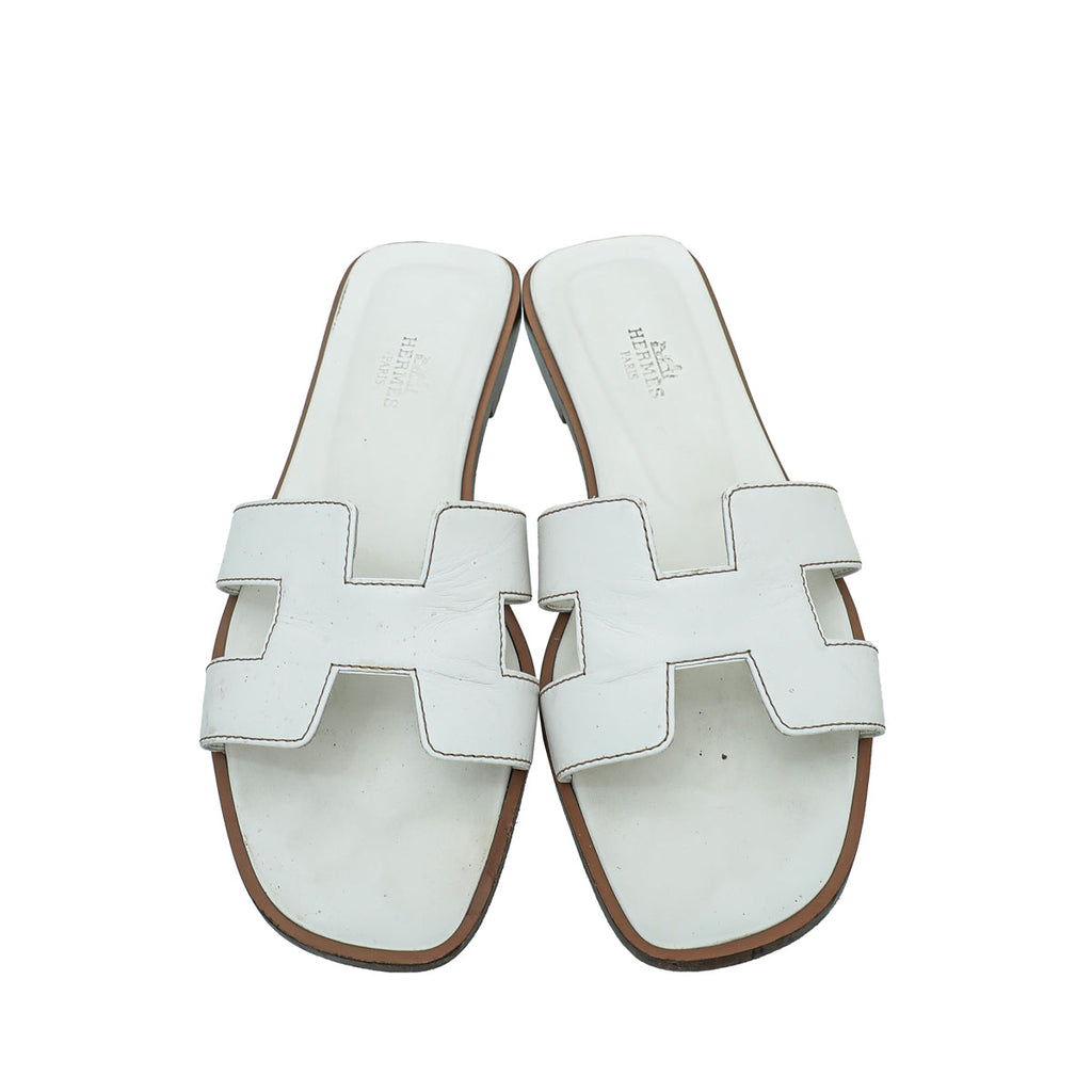 Hermes Blanc Oran Sandal 38
