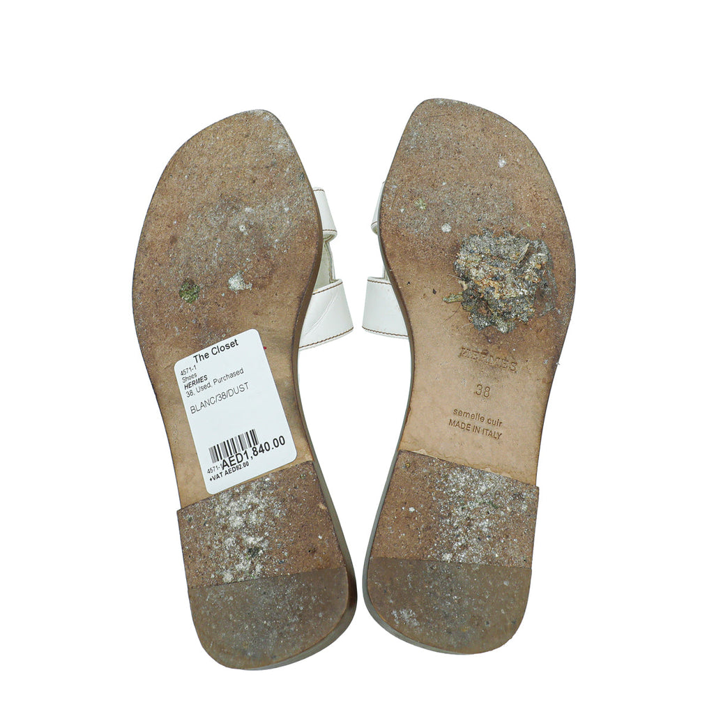 Hermes Blanc Oran Sandal 38
