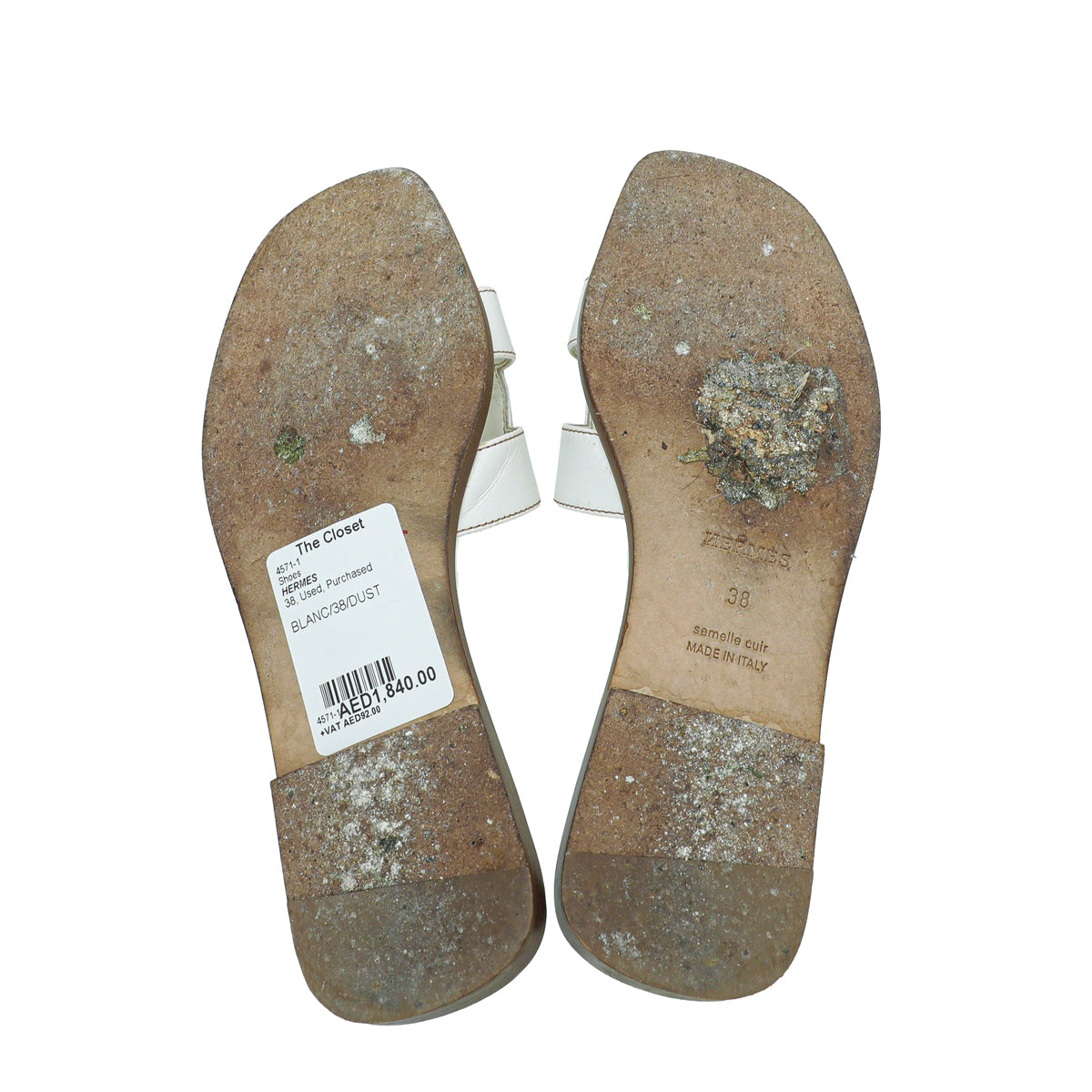 Hermes Blanc Oran Sandal 38