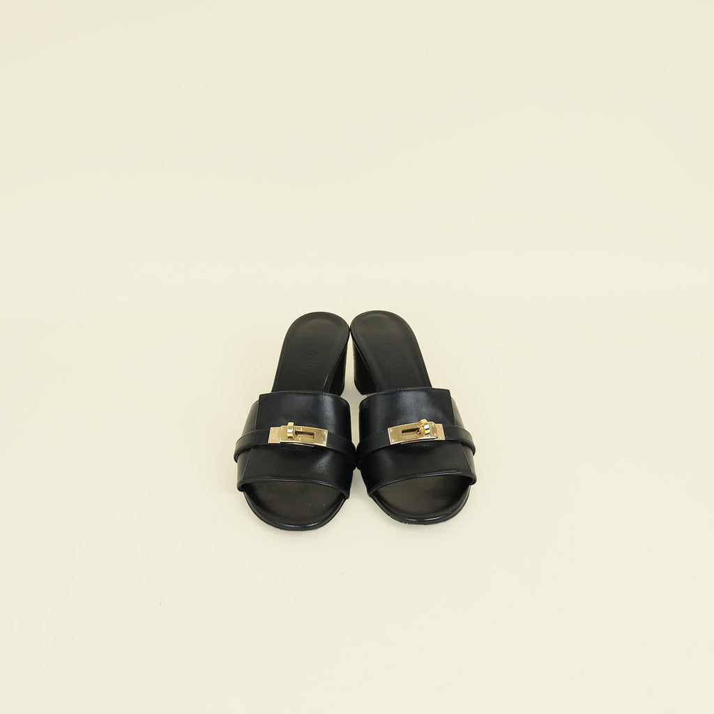 Hermes Noir Gigi 50 Sandal 35.5