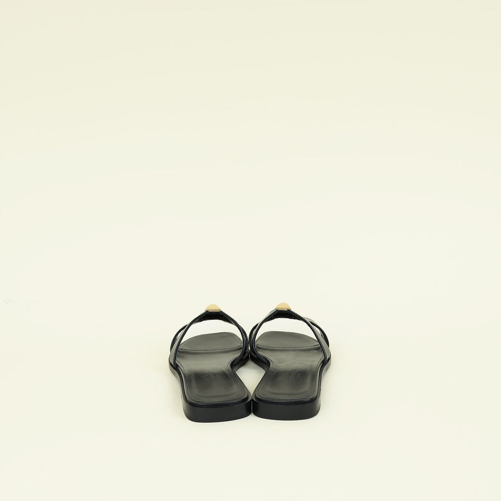 Hermes Noir One Stud Oran Sandal 35.5
