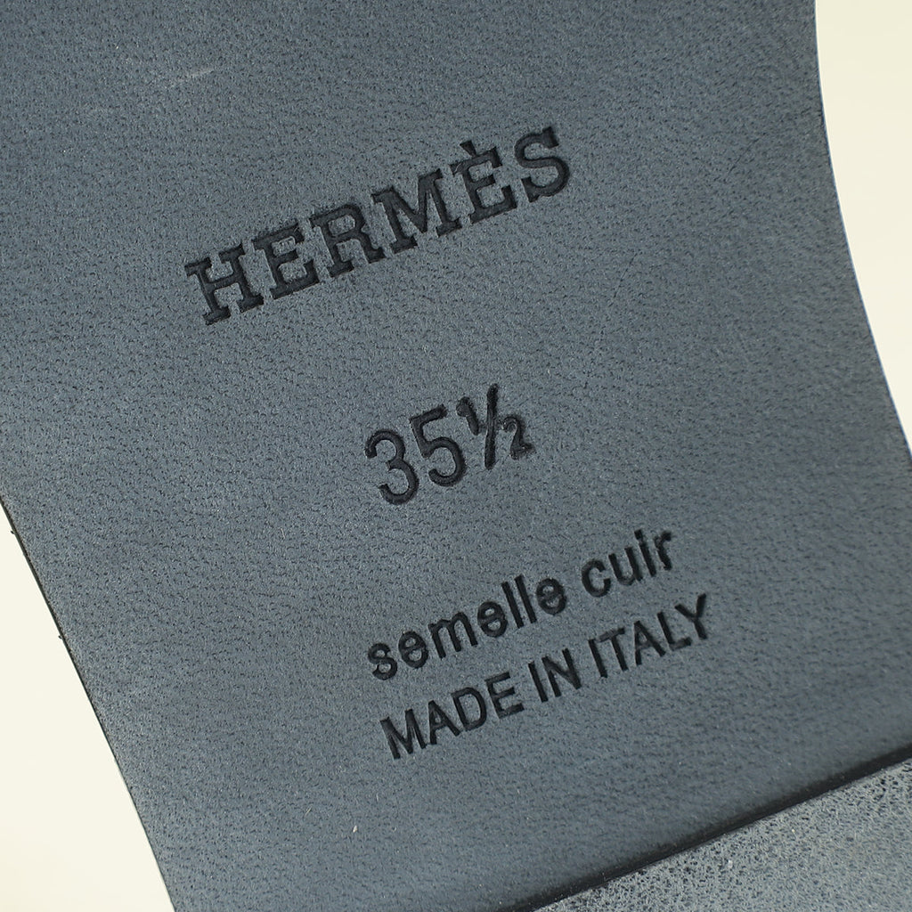 Hermes Noir One Stud Oran Sandal 35.5