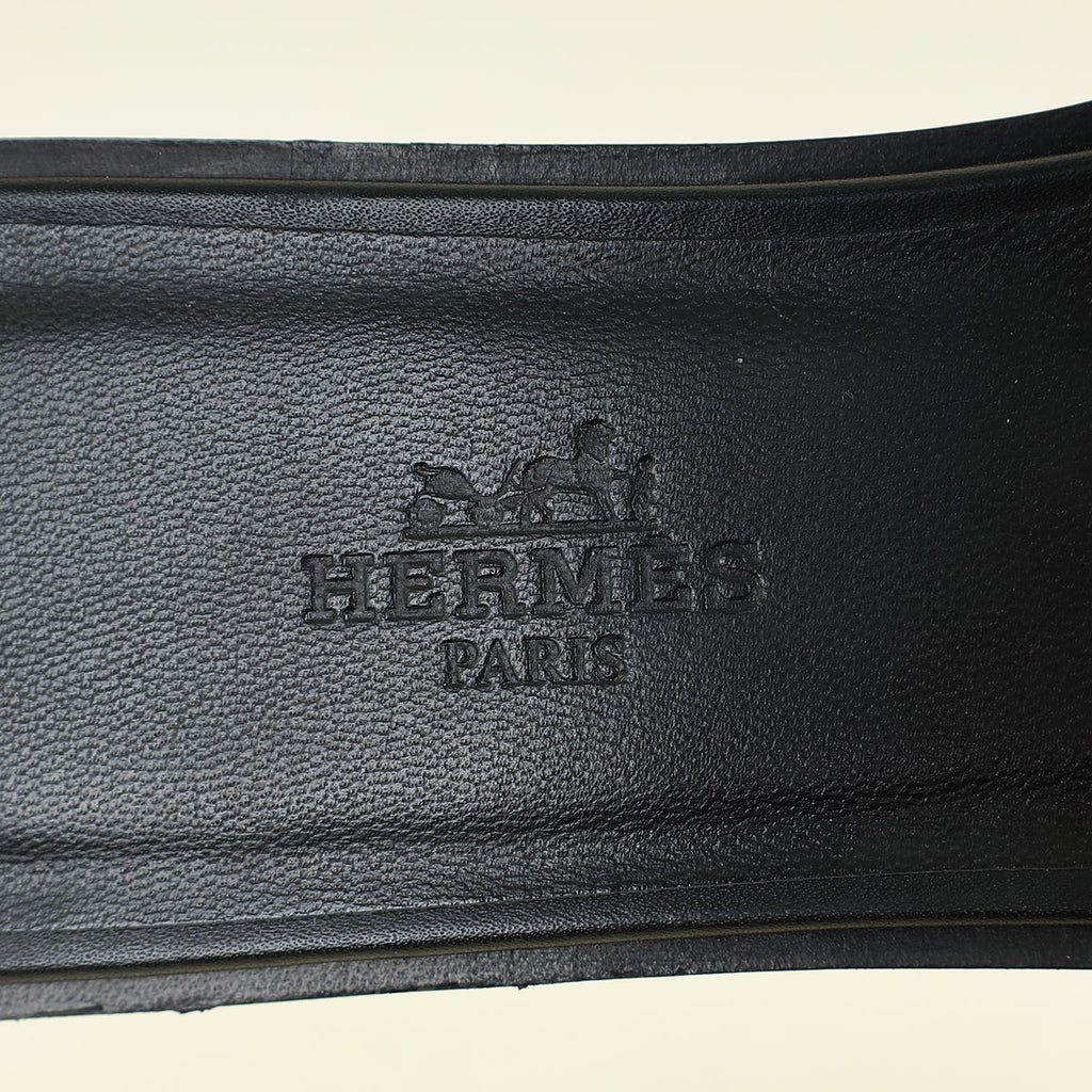 Hermes Noir One Stud Oran Sandal 35.5
