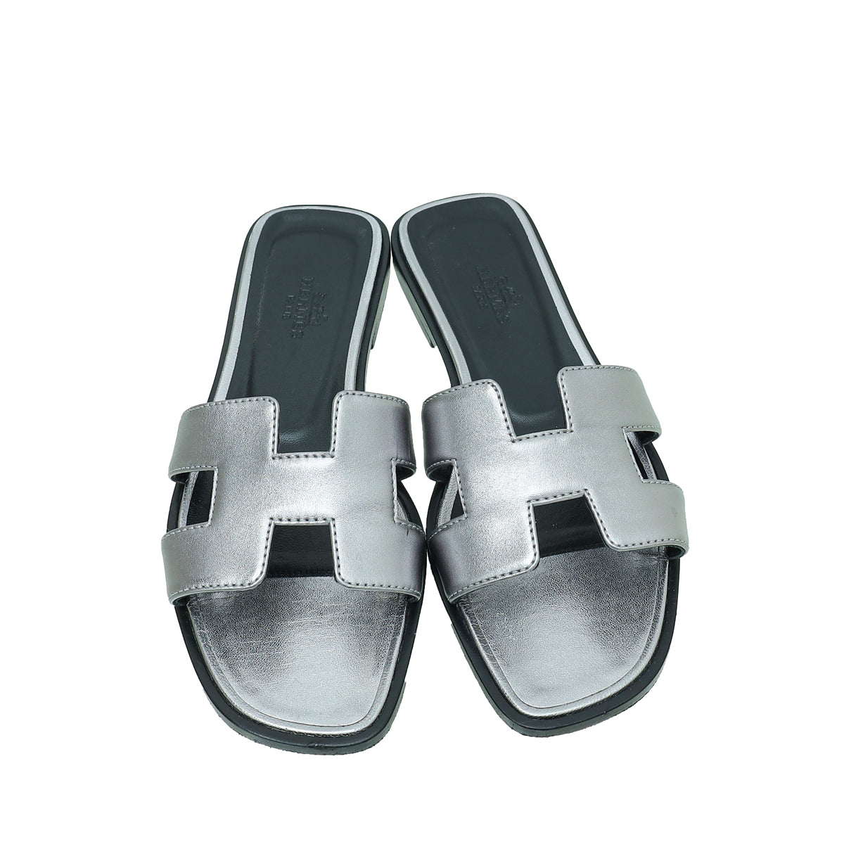Hermes Gris-Argenté Vieilli Oran Sandal 35