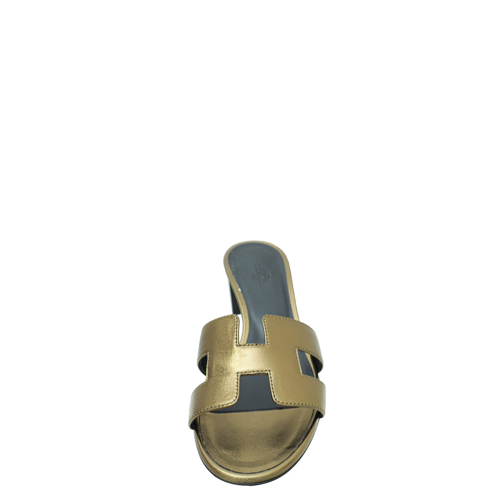 Hermes Olive Oasis Metallic Sandal 36.5