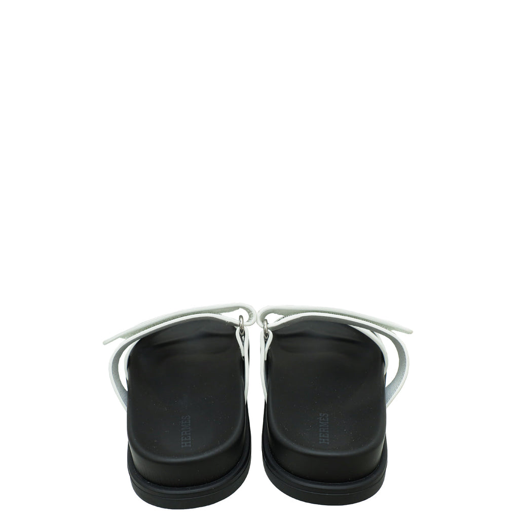 Hermes White Chypre Sandals 36.5