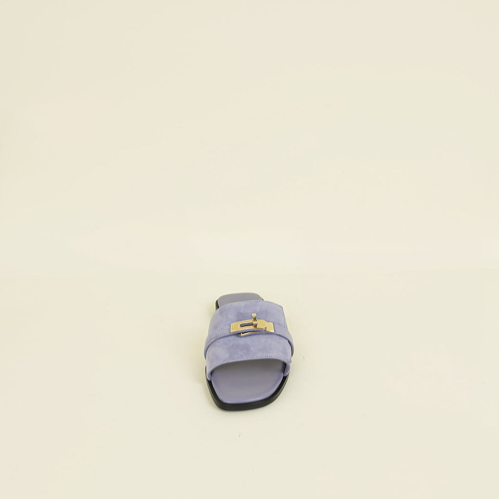 Hermes Violet Glycine Giulia Suede Goatskin Sandal 36.5