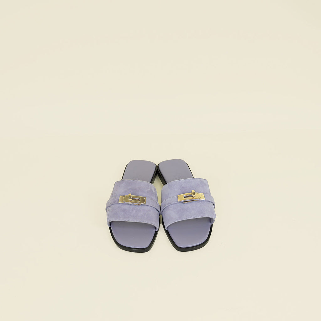 Hermes Violet Glycine Giulia Suede Goatskin Sandal 36.5