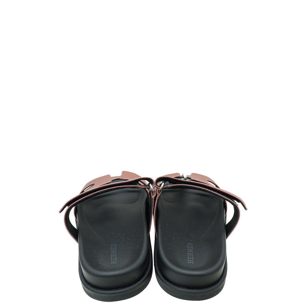 Hermes Bois De Rose Satin Chypre Sandals 36.5
