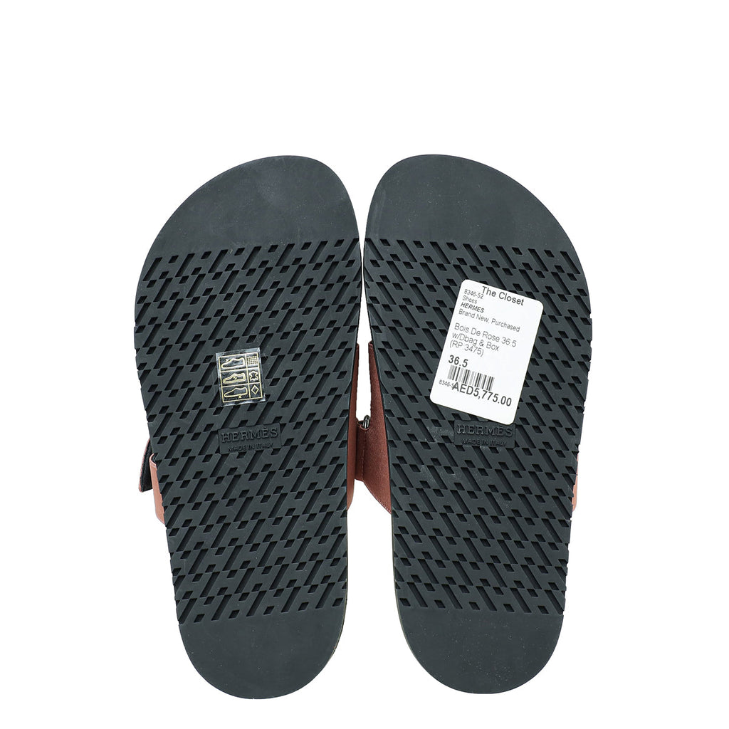 Hermes Bois De Rose Satin Chypre Sandals 36.5
