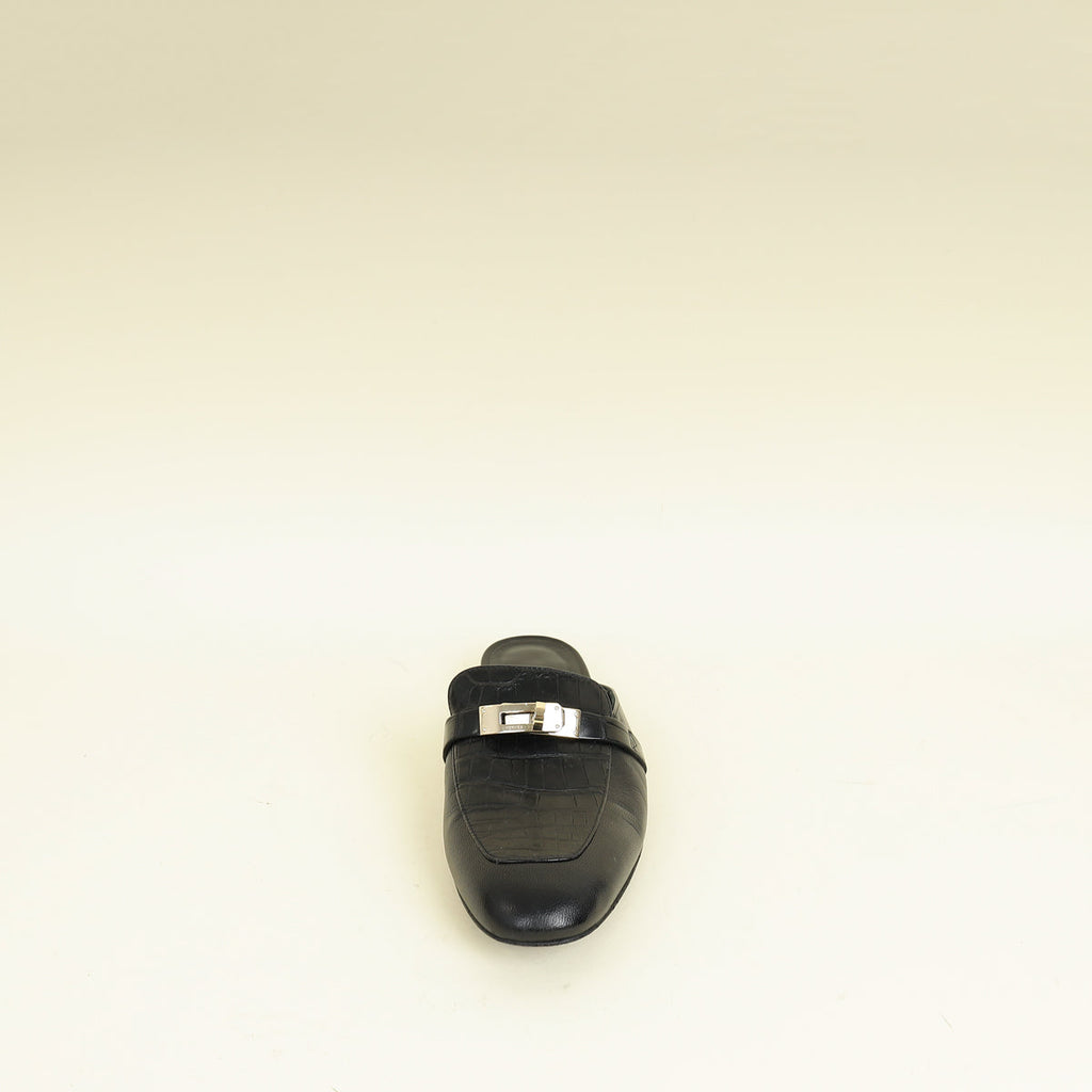Hermes Noir Oz Mules 36