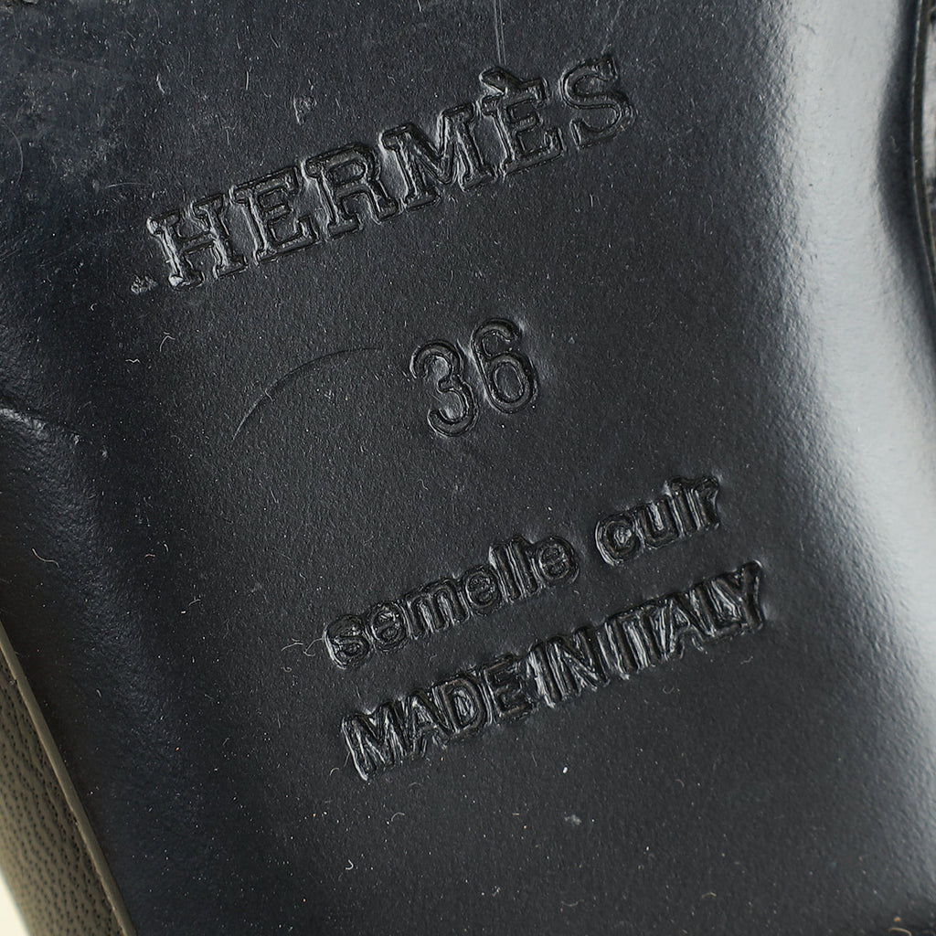 Hermes Noir Oz Mules 36