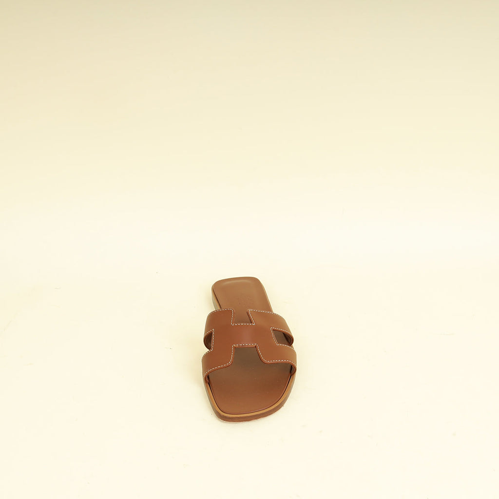 Hermes Gold Oran Sandals 36.5