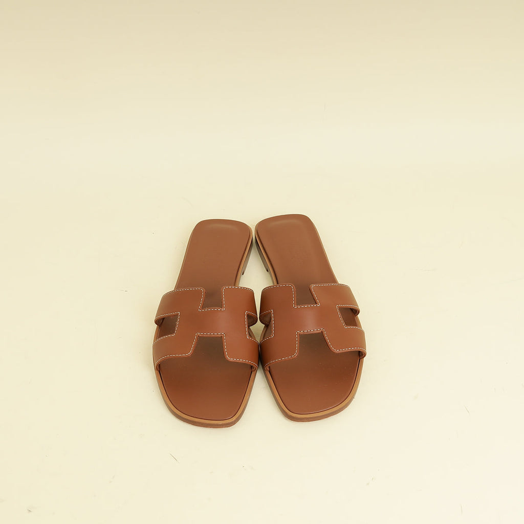Hermes Gold Oran Sandals 36.5