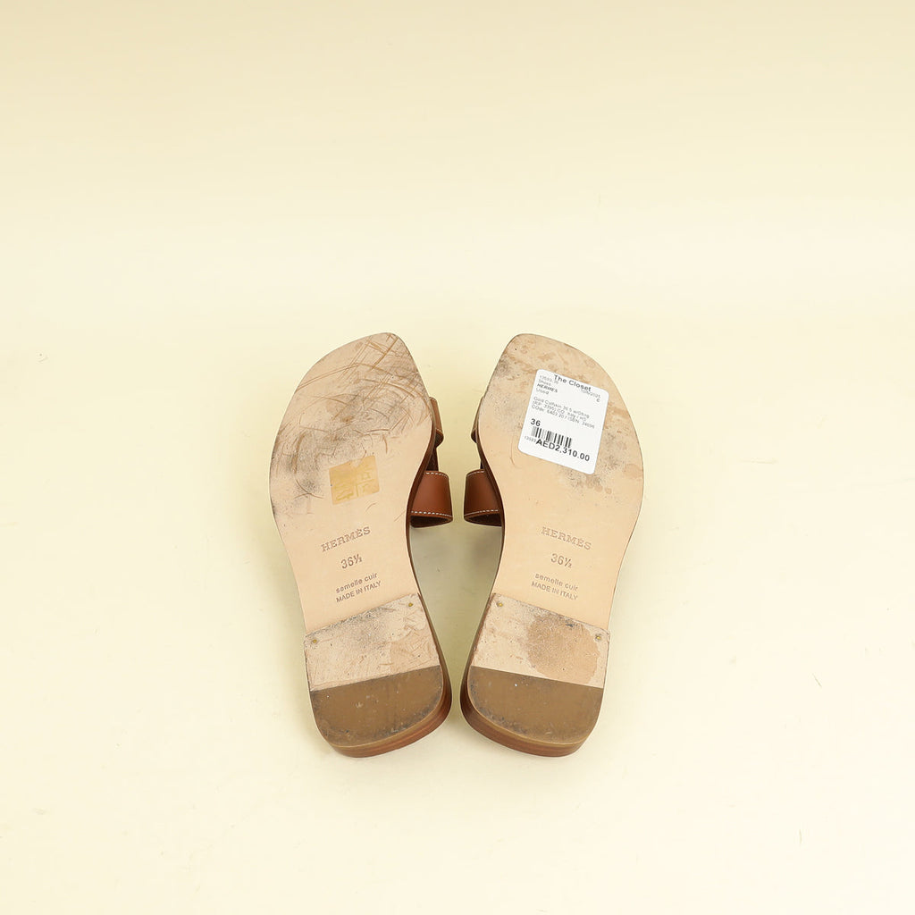 Hermes Gold Oran Sandals 36.5