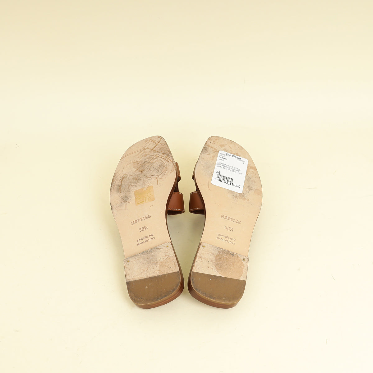 Hermes Gold Oran Sandals 36.5