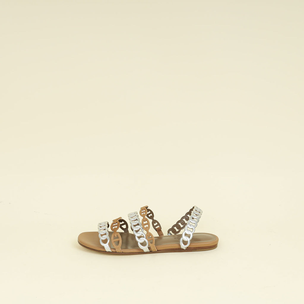 Hermes Bicolor Thalassa Flat Sandal 36