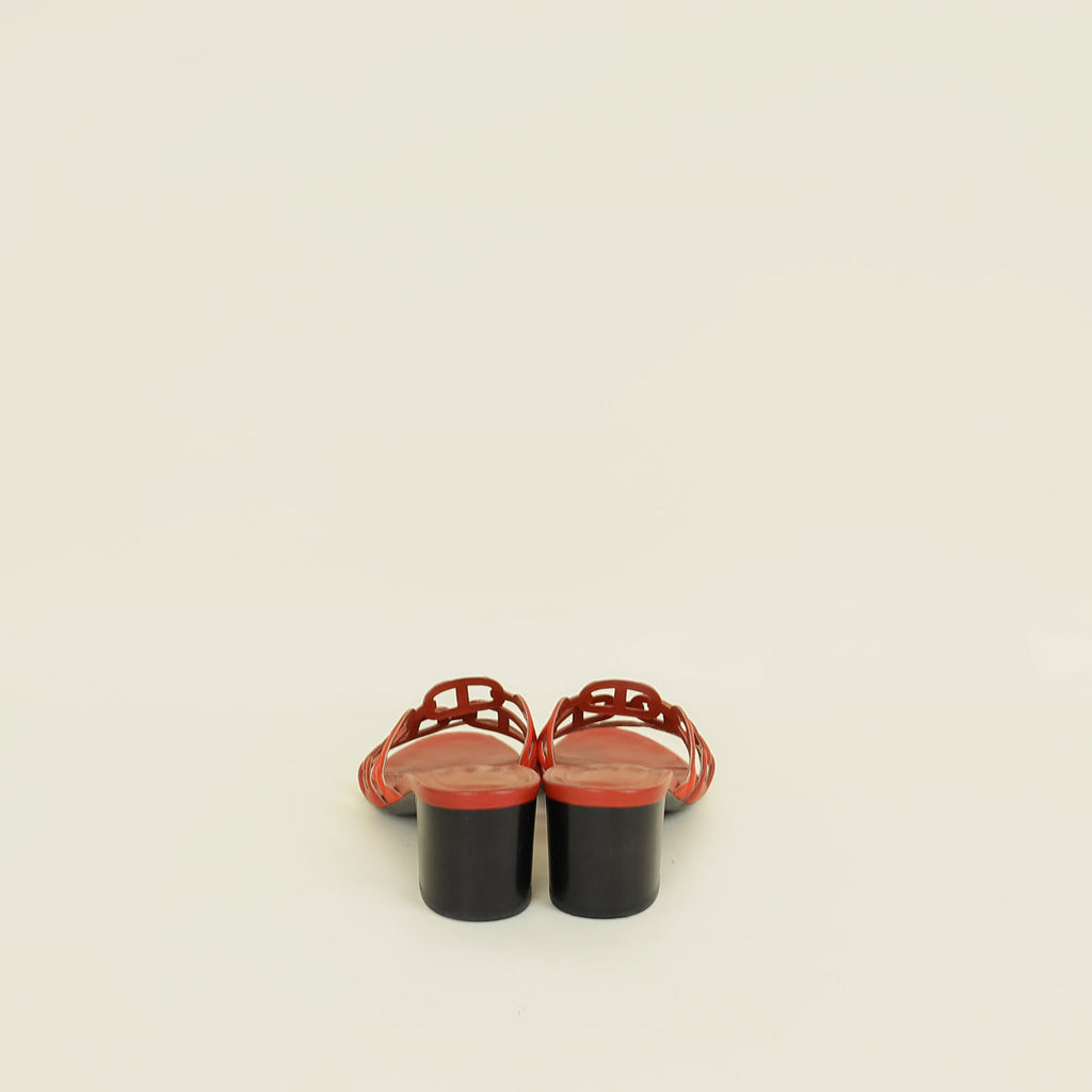 Hermes Terracota Red Tandem Sandals 36