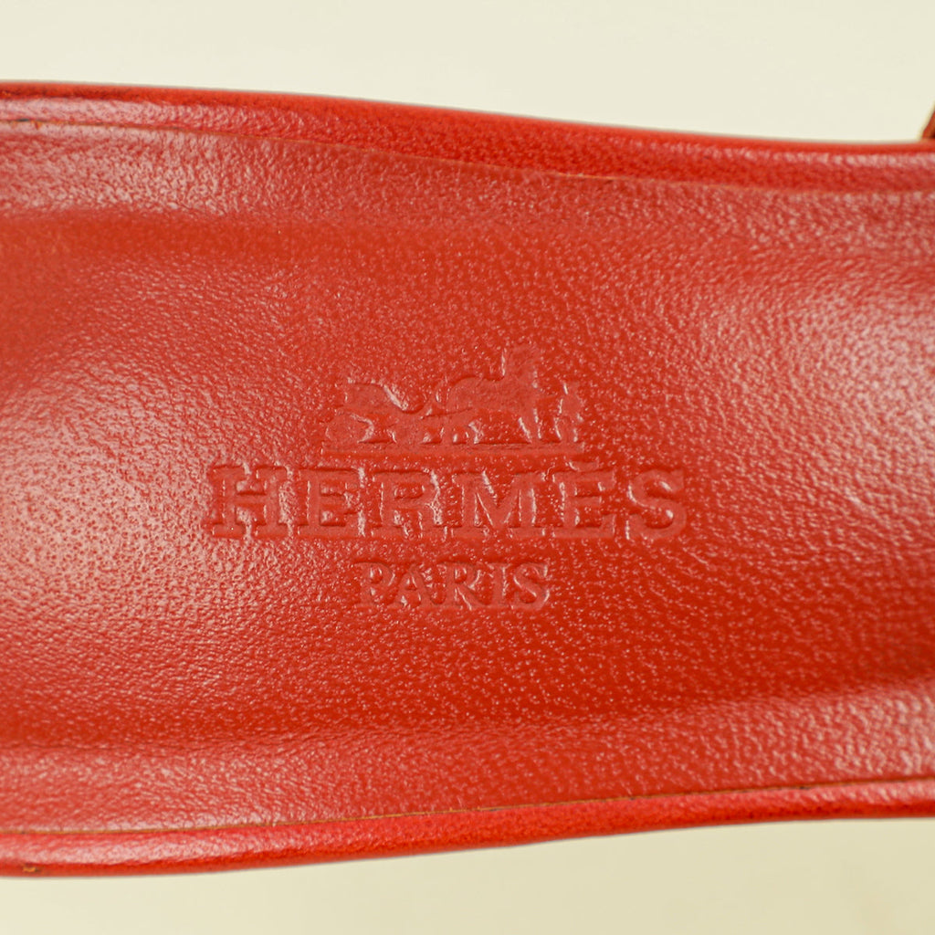 Hermes Terracota Red Tandem Sandals 36