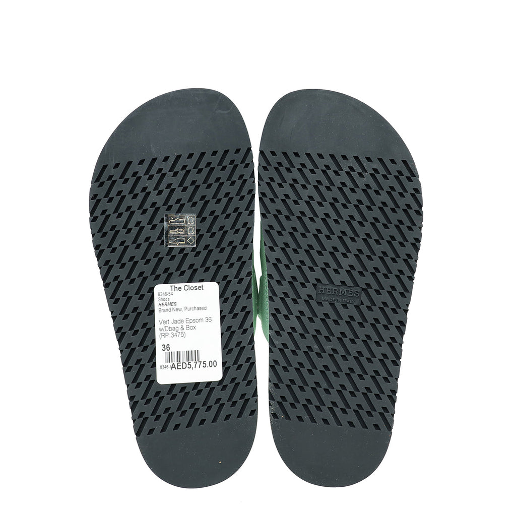 Hermes Vert Jade Chypre Sandals 36