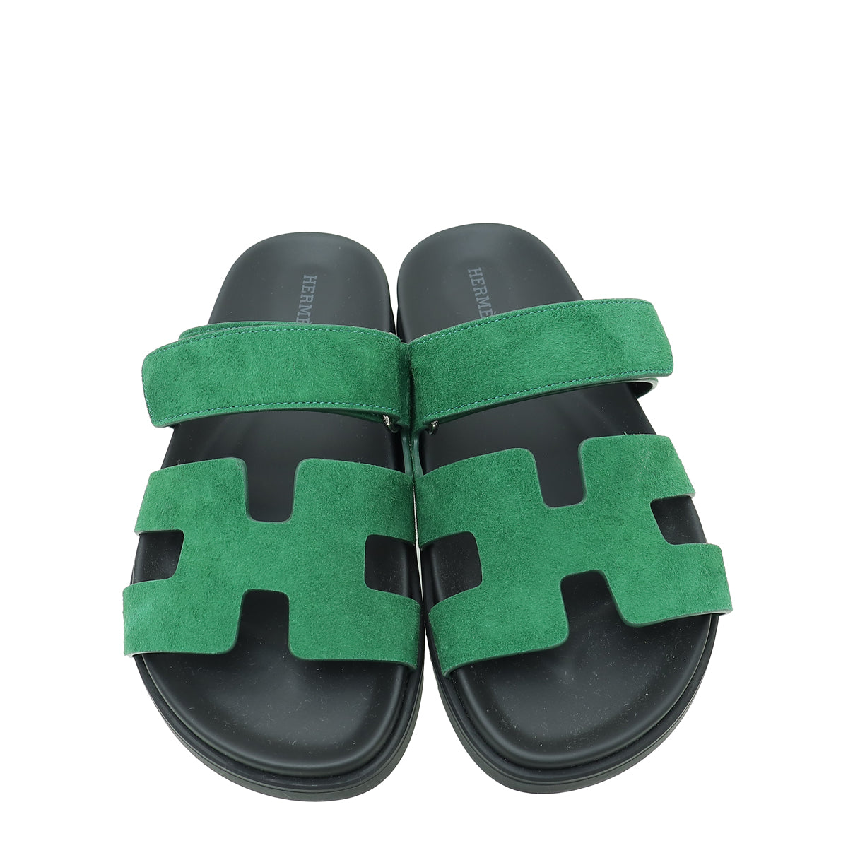 Hermes Vert Green Suede Chypre Sandals 36.5