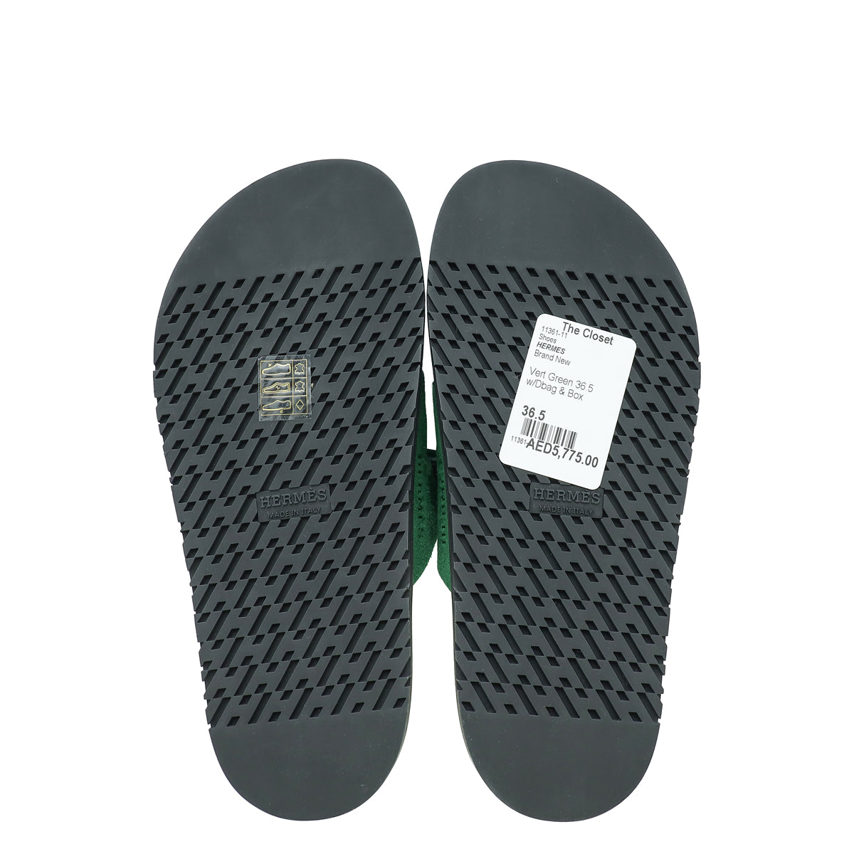 Hermes Vert Green Suede Chypre Sandals 36.5