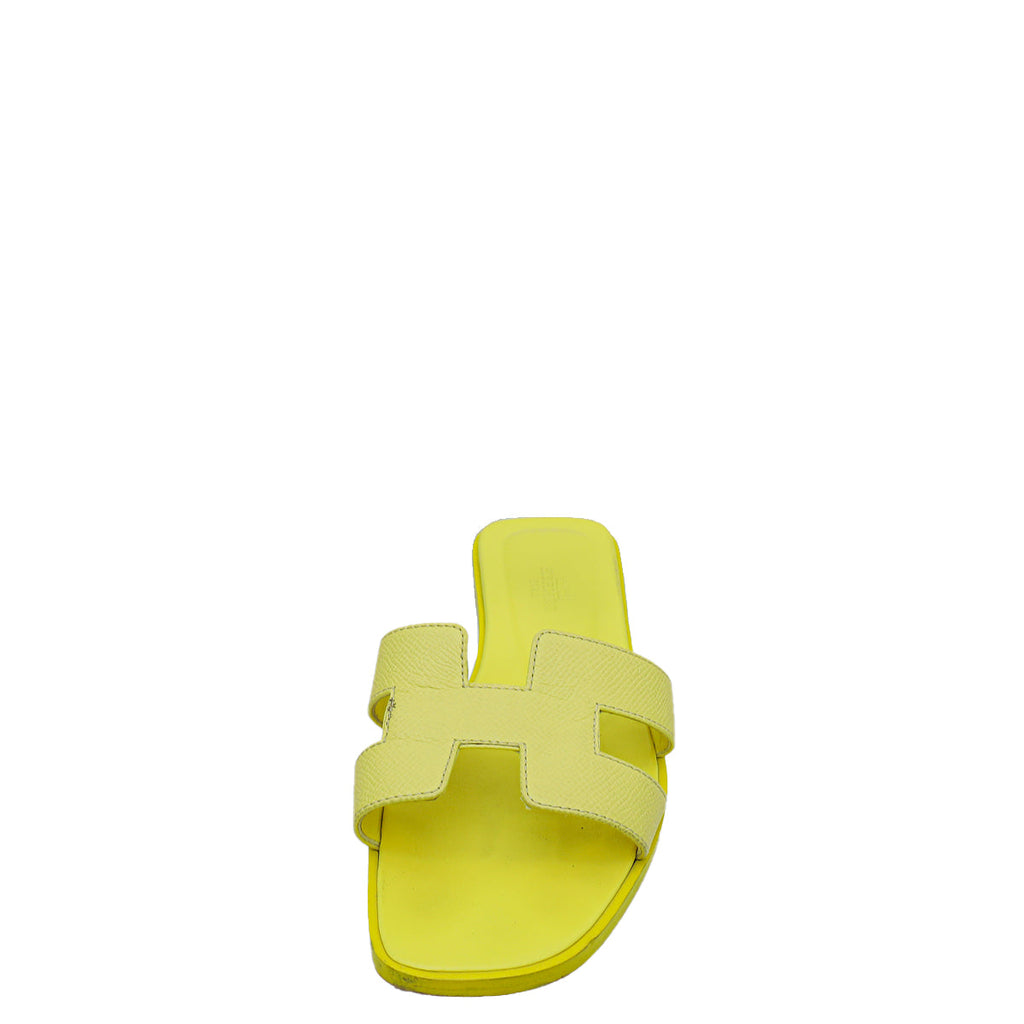 Hermes Lime Oran Sandal 37.5