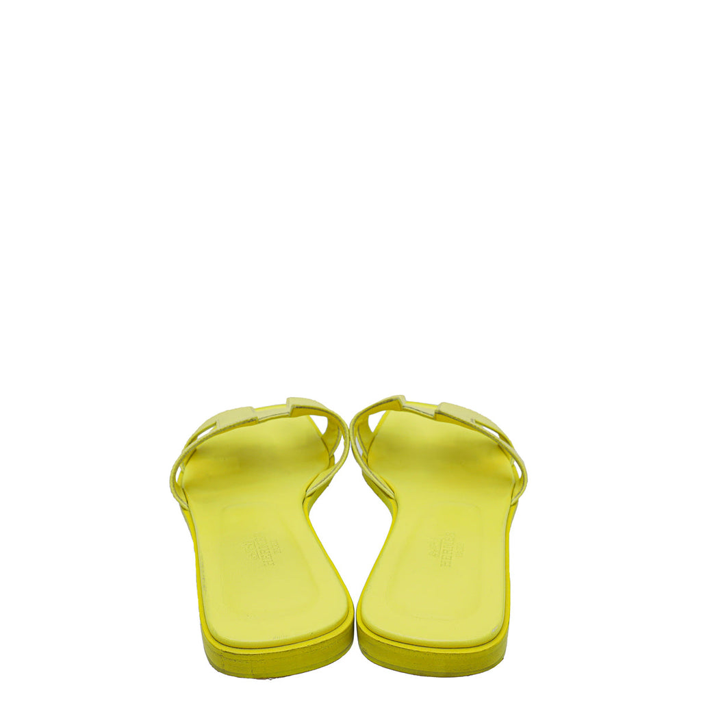 Hermes Lime Oran Sandal 37.5