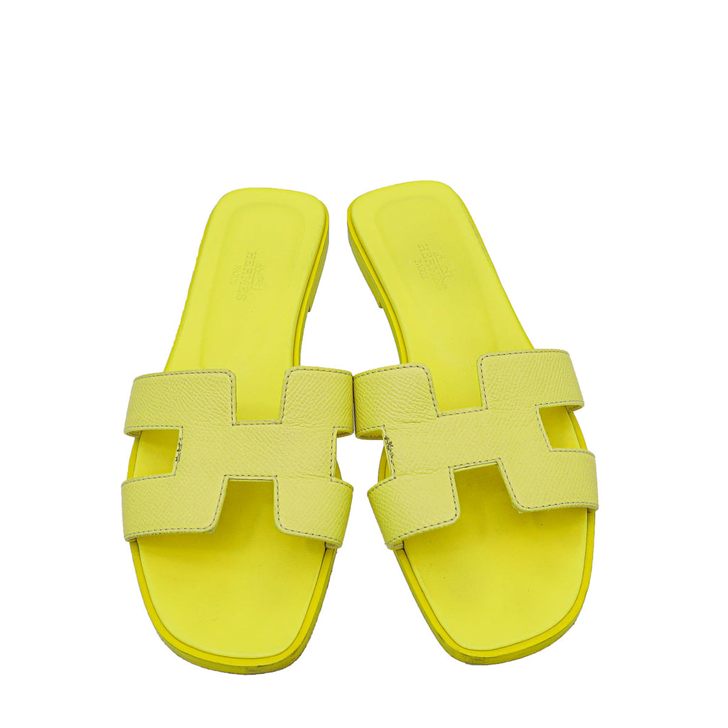 Hermes Lime Oran Sandal 37.5